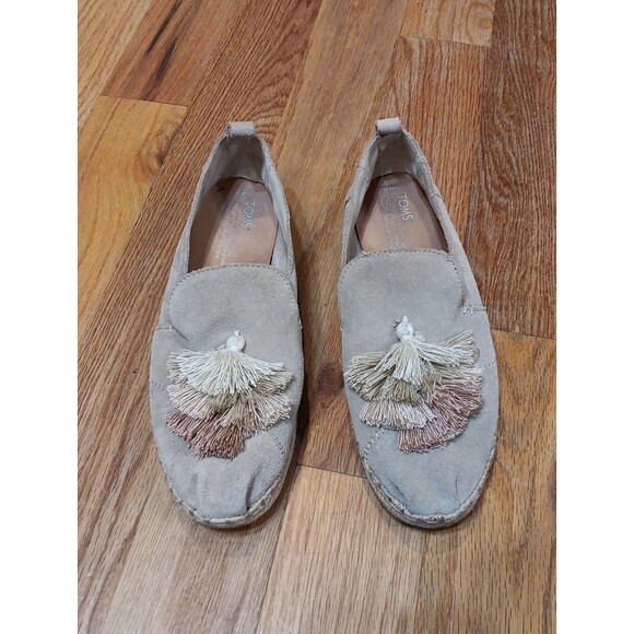 Tom’s Suede Leather Alpargata Slip On Shoes Size 8 - Picture 1 of 8